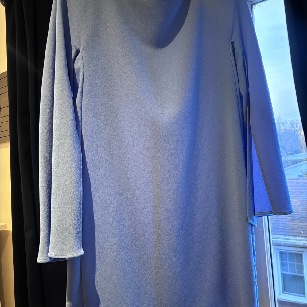 Zara Sky Blue Mini Dress with Cape Sleeves - Picture 2 of 3